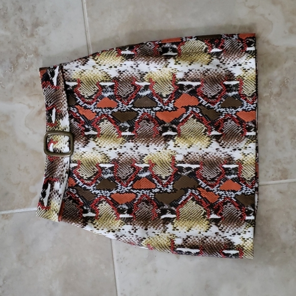 Song of Style Multicolor Snakeskin Print Belted Mini Skirt | XS